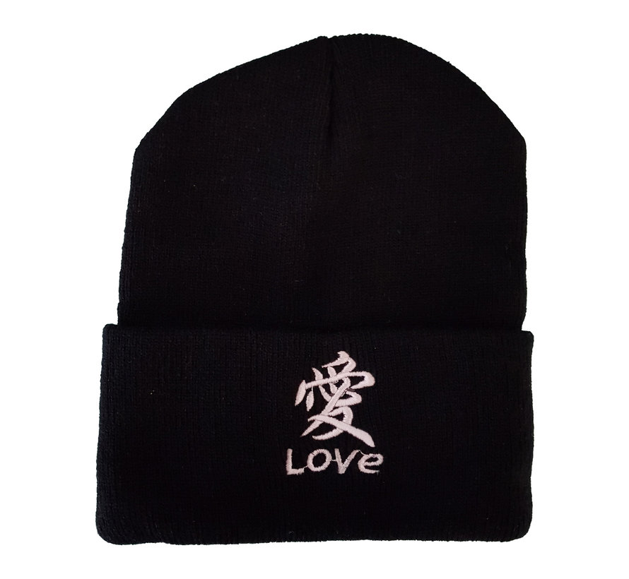 Beanie "Love" Zwart