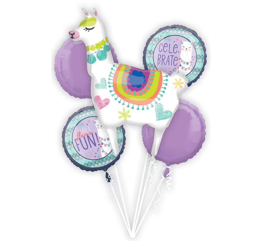 Ballonnen Bouquet Llama Fun 5 stuks