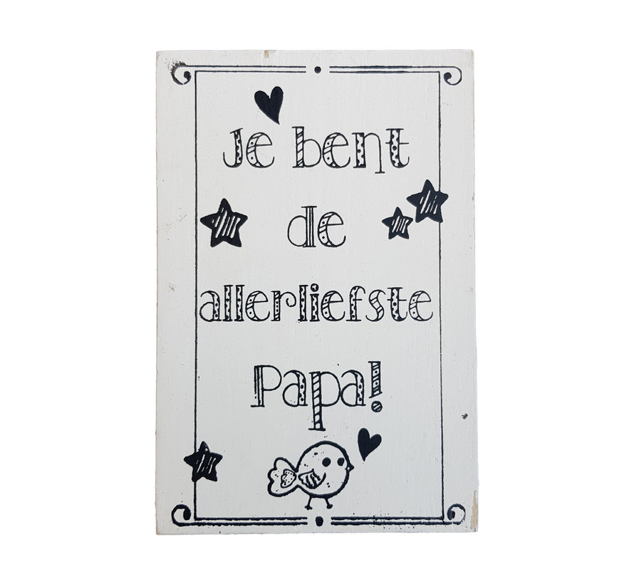 Postkaart Hout " Je bent de allerliefste Papa"