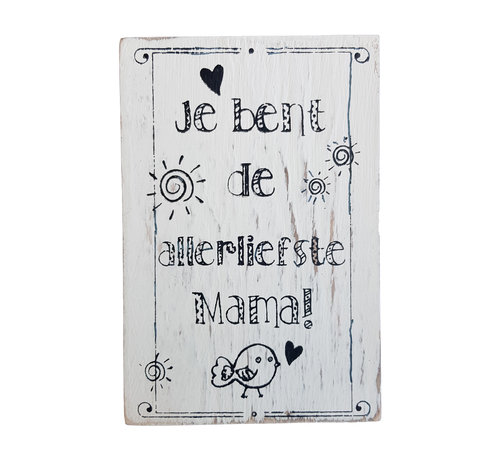 Postkaart Hout " Je bent de allerliefste mama "