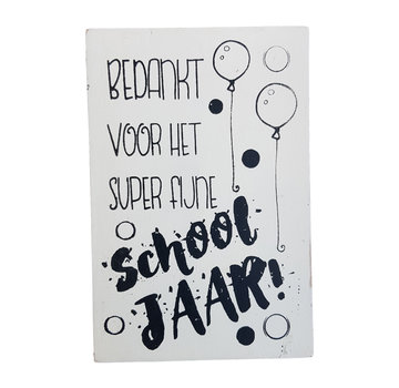 Postkaart Hout " Bedankt voor .... Schooljaar "