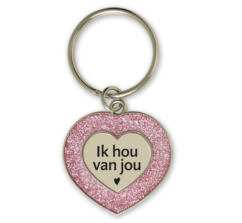 Miko Glitter Sleutelhanger " Ik hou van jou "