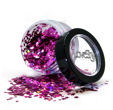 PaintGlow LoveShy Holographic Moon & Stars Glitters "Princess Pink" 3g