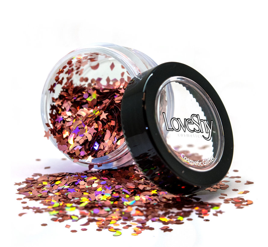 LoveShy Holographic Moon & Stars Glitters "Rose Gold" 3g