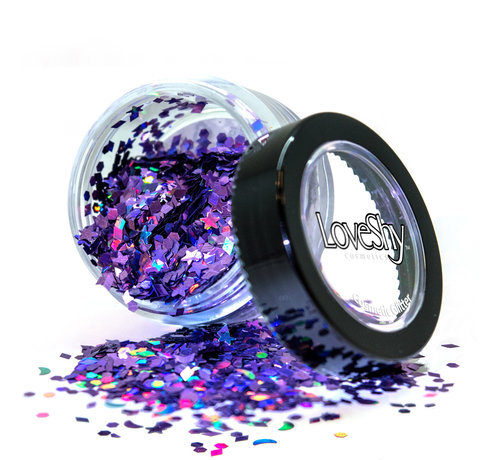 PaintGlow LoveShy Holographic Moon & Stars Glitters "Ultra Violet" 3g