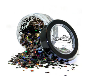 PaintGlow LoveShy Holographic Moon & Stars Glitters "Black Star" 3g