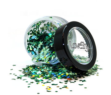 PaintGlow LoveShy Holographic Moon & Stars Glitters "Green Envy" 3g