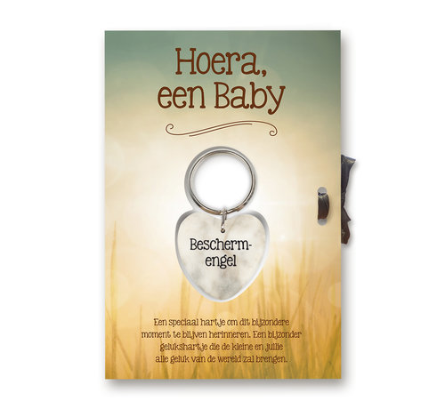 Miko Gelukshart Sleutelhanger Giftcard Hoera, Een baby