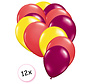 Ballonnen Geel, Rood & Fuchsia 12 stuks 27 cm