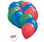 Ballonnen Groen, Blauw & Rood 12 stuks 27 cm