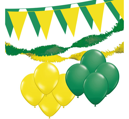 embargo gaan beslissen Festival Versiering pakket L "Geel-Groen" - ballonnen / slingers en vlaggenlijn -  Voor al uw feestartikelen