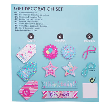 Joni's Winkel Labels cadeau decoratie set “Happy bday”