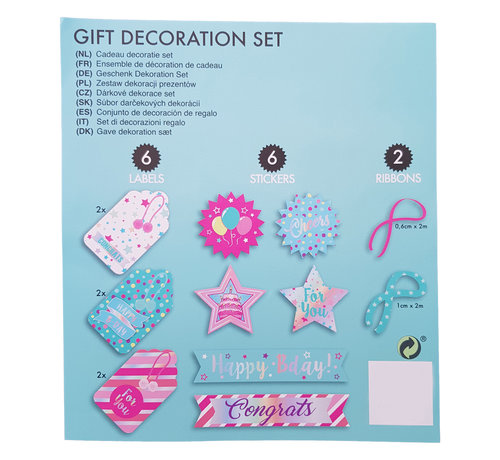 Joni's Winkel Labels cadeau decoratie set “Happy bday”