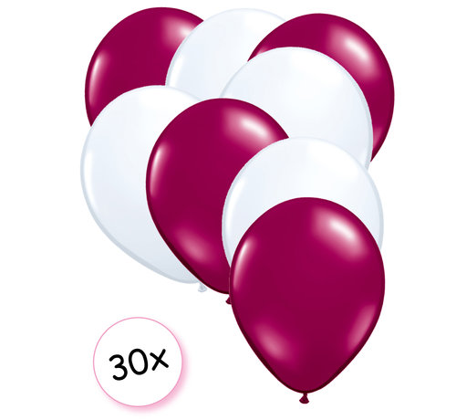 Joni's Winkel Ballonnen Fuchsia & Wit 30 stuks 27 cm