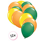 Ballonnen Geel, Groen & Oranje 12 stuks 27 cm