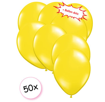 Joni's Winkel Ballonnen Geel 50 stuks 27 cm + Ballon Lijm Plakkers - Plafond Stickers