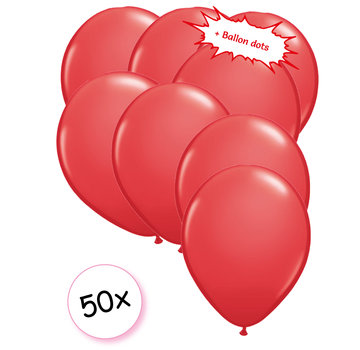 Joni's Winkel Ballonnen Rood 50 stuks 27 cm + Ballon Lijm Plakkers - Plafond Stickers