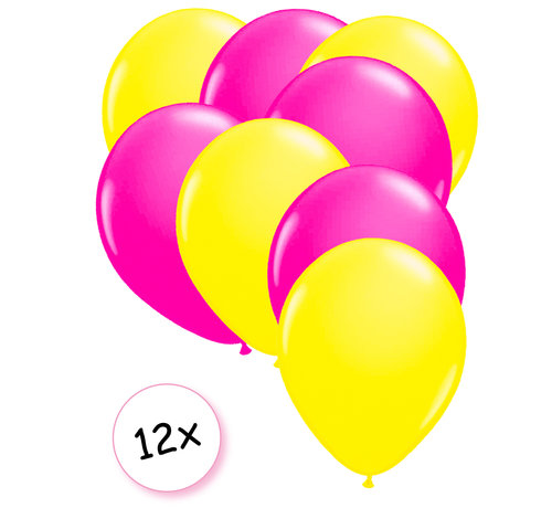 Joni's Glow-Shop Ballonnen Neon Geel & Neon Roze 12 stuks 25 cm