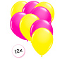 Ballonnen Neon Geel & Neon Roze 12 stuks 25 cm