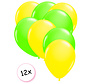 Ballonnen Neon Geel & Neon Groen 12 stuks 25 cm