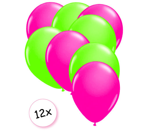 Joni's Glow-Shop Ballonnen Neon Roze & Neon Groen 12 stuks 25 cm