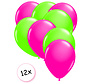 Ballonnen Neon Roze & Neon Groen 12 stuks 25 cm