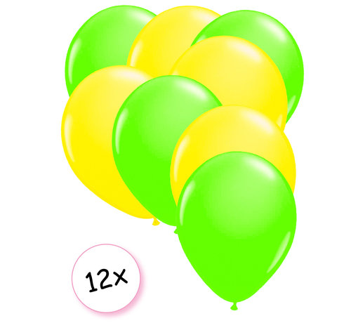 Joni's Glow-Shop Ballonnen Neon Groen & Neon Geel 12 stuks 25 cm