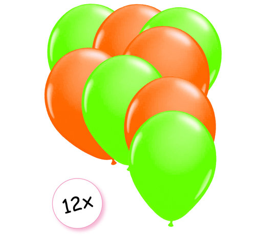 Joni's Glow-Shop Ballonnen Neon Groen & Neon Oranje 12 stuks 25 cm