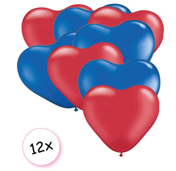 Joni's Winkel Ballonnen Hart Rood & Blauw 12 stuks 26 cm