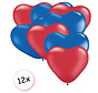 Ballonnen Hart Rood & Blauw 12 stuks 26 cm