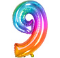 Folieballon Cijfer 9 Yummy Gummy Rainbow 34 Inch / 86 Cm