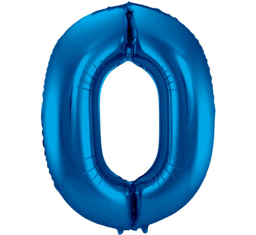 Folat Folieballon Cijfer 0 Blauw 34 Inch / 86 Cm