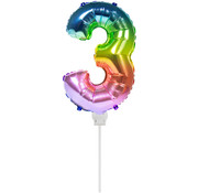 Folat Foliecijfer Mini ‘3’ Regenboog - 36 Centimeter