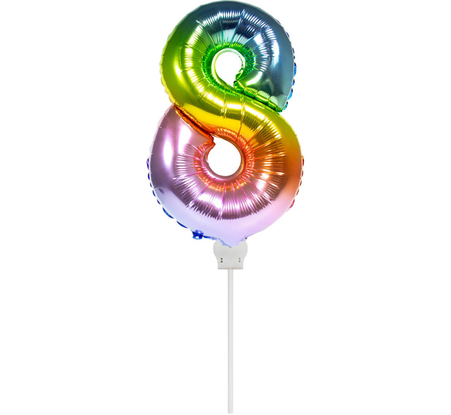 Foliecijfer Mini ‘8’ Regenboog - 36 Centimeter