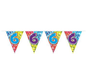 Folat Mini vlaggenlijn Birthday Blocks 6 jaar