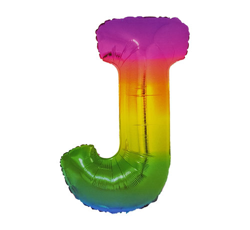 Folat Folieballon Letter J Yummy Gummy Rainbow 34 Inch / 86 Cm