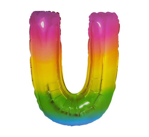 Folat Folieballon Letter U Yummy Gummy Rainbow 34 Inch / 86 Cm