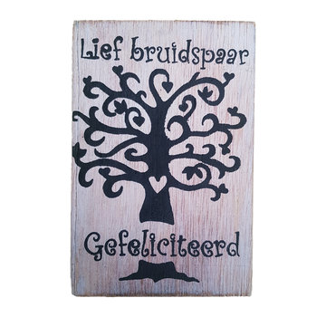 Postkaart Hout "Lief bruidspaar, gefeliciteerd"