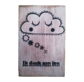 Postkaart Hout "Ik denk aan jou"