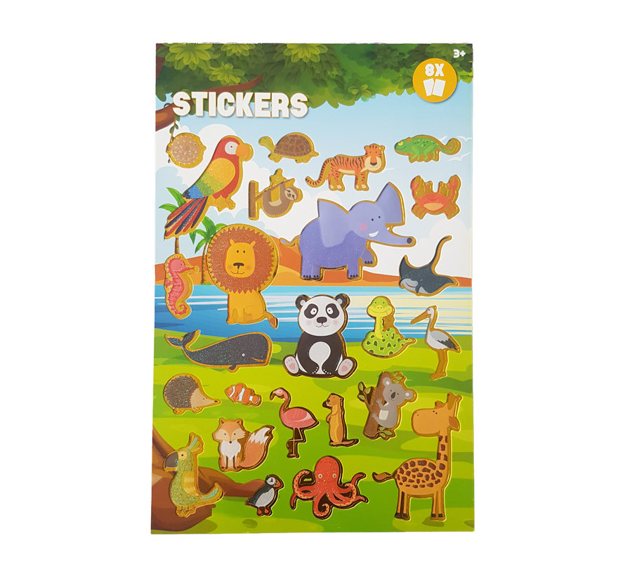 Stickerboek met glitters "Jungle Dieren"