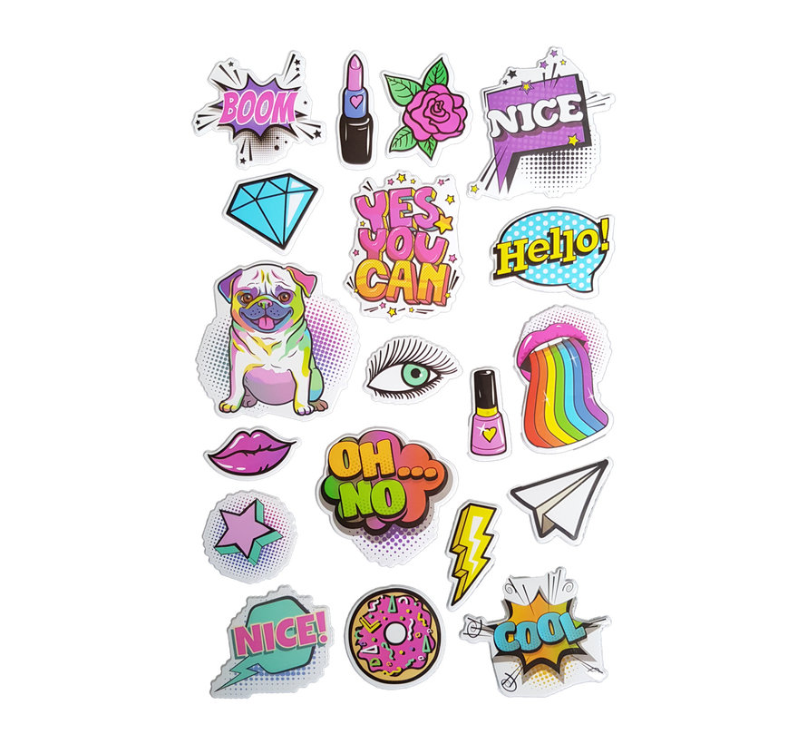 Stickers Puffy "Girlz" +/- 19 Stickers