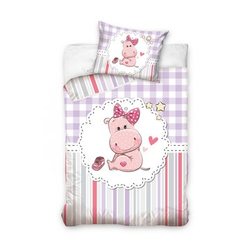 Baby Dekbedovertrek Hippo Roze 100x135 cm