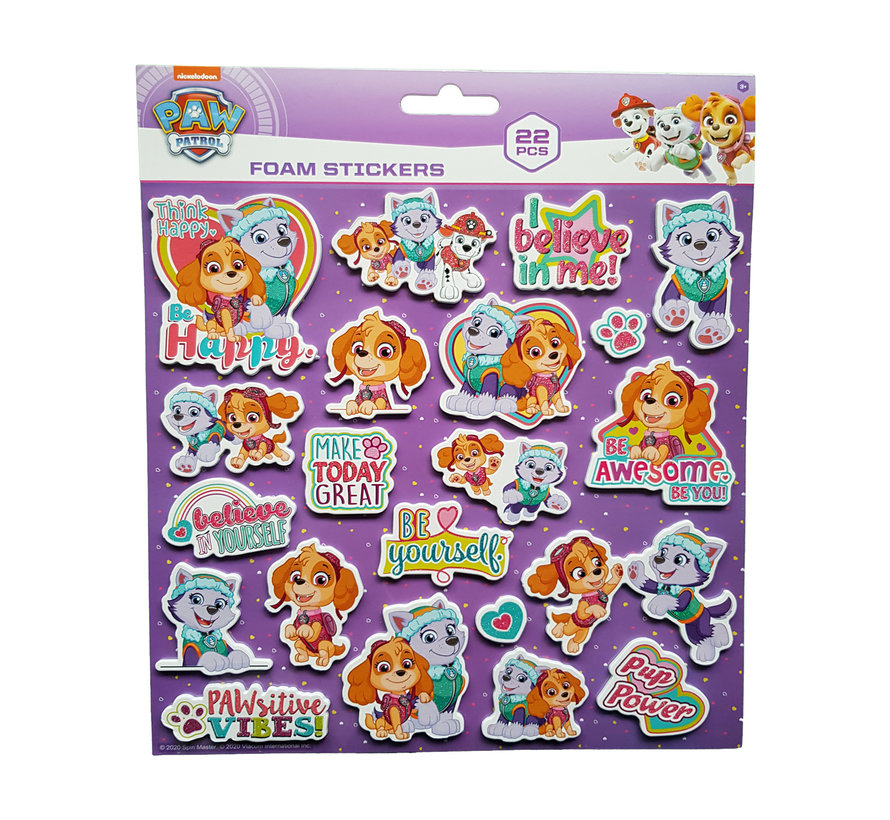 Foam Stickers "Paw Patrol Roze" +/- 22 Stickers