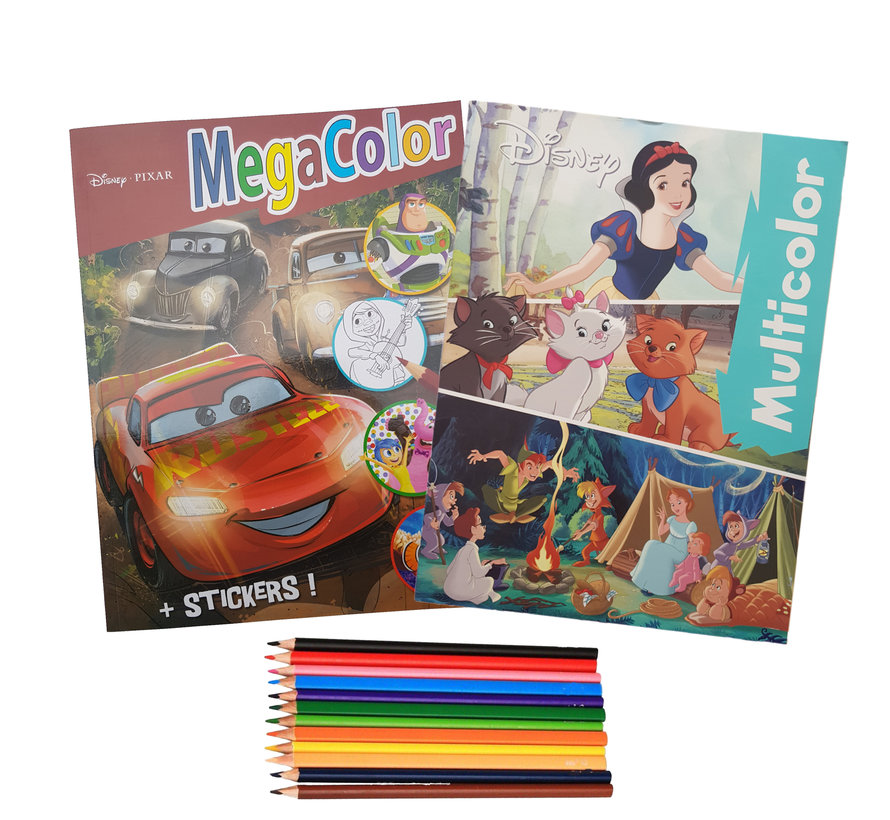 Disney's Pixar Kleurboek +/- 120 kleurplaten + Stickers + Kleurboek +/- 16 kleurplaten + Kleurpotloden