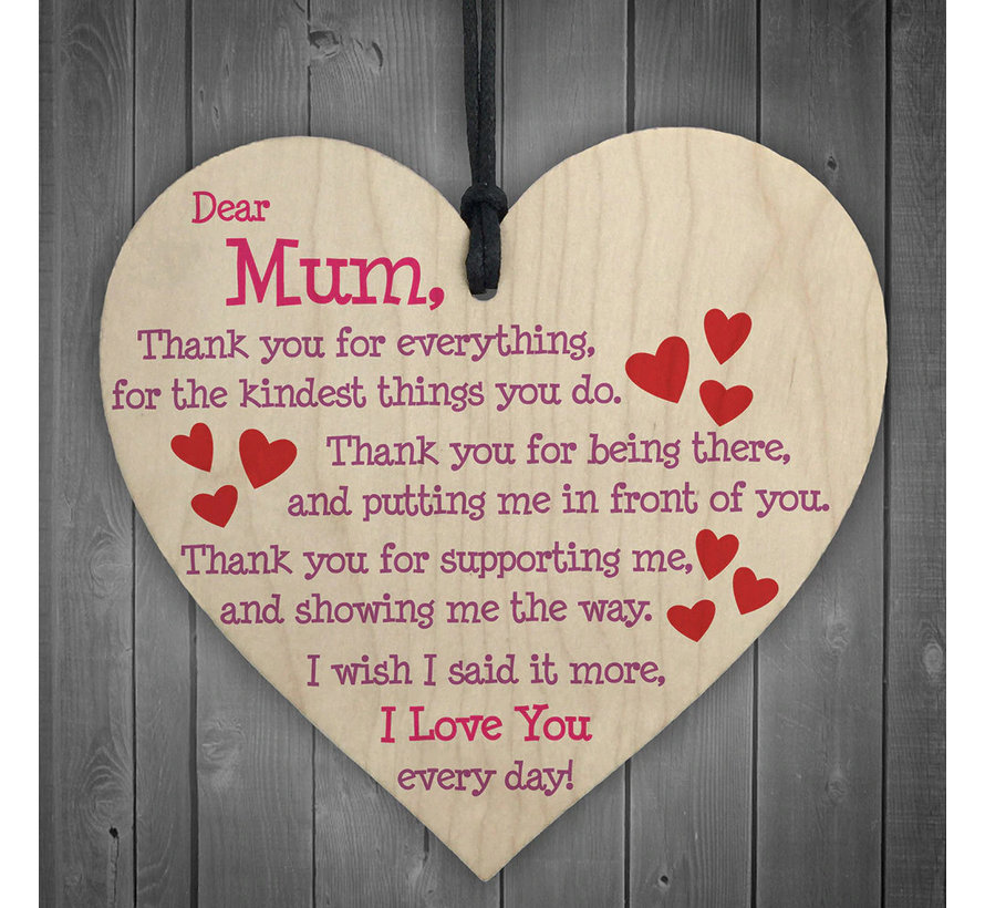 Houten hanger 10x10 cm “Dear Mum”