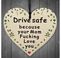 Houten hanger 10x10 cm “Drive safe”