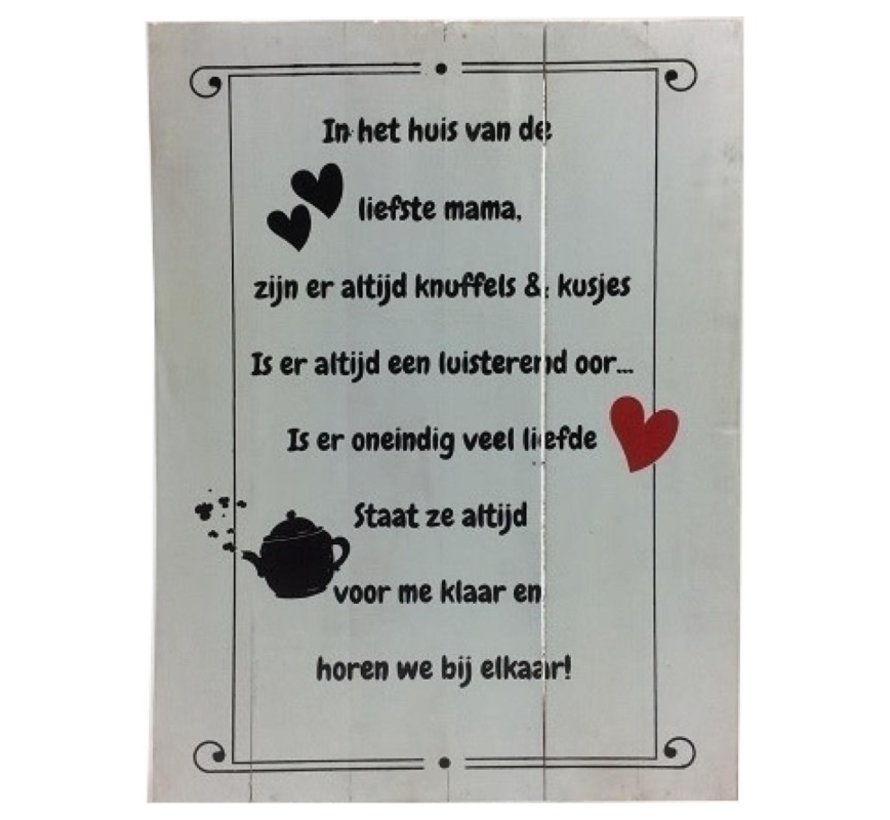 voor de hand liggend Dynamiek markt Muurdecoratie - In het huis van de liefste mama.... - 30x40cm - Voor al uw  feestartikelen