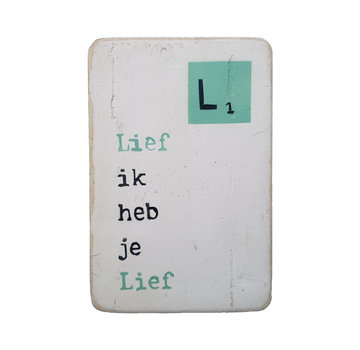 Houten magneet "Lief"