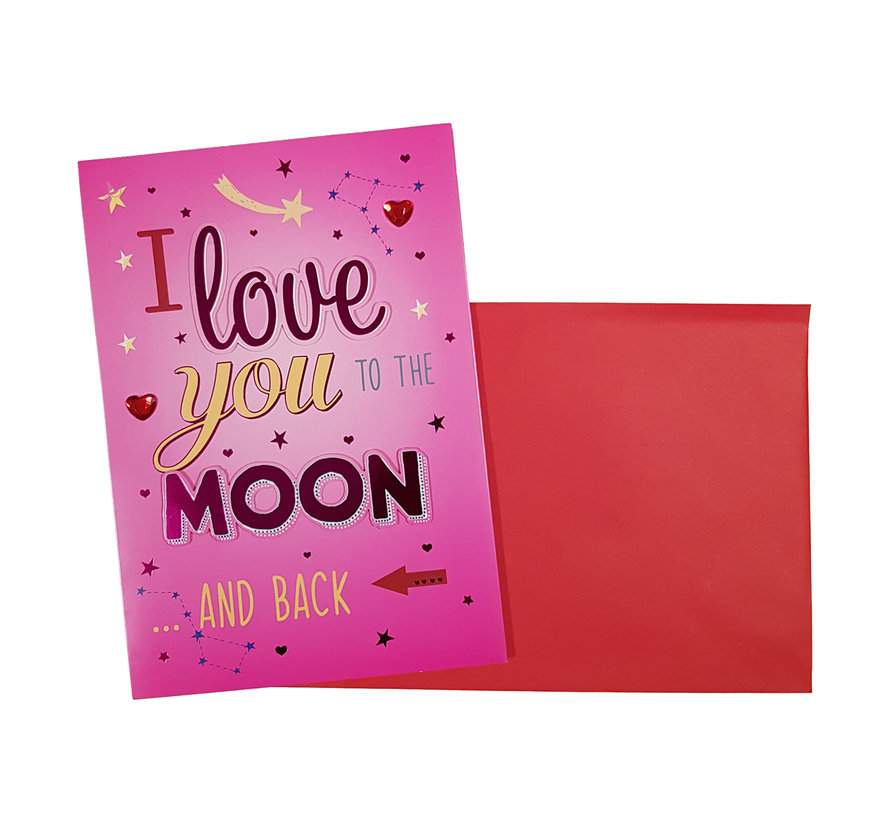 Valentijnskaart “To the moon and back” 18,5 x 26,5 cm