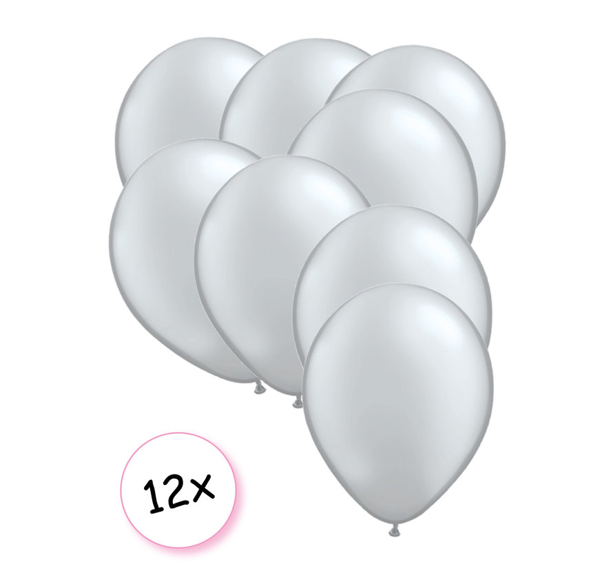 Premium Quality Ballonnen Zilver 12 stuks 30 cm